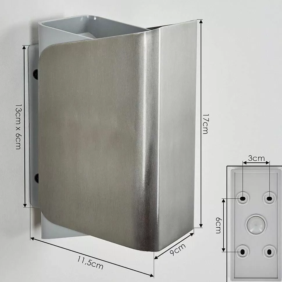 hofstein Luminaires Extérieurs Connectes>Applique Murale D'Exterieur Bafueiras Led Nickel Mat, Blanc, 1 Lumiere, Telecommandes, Changeur De Couleurs