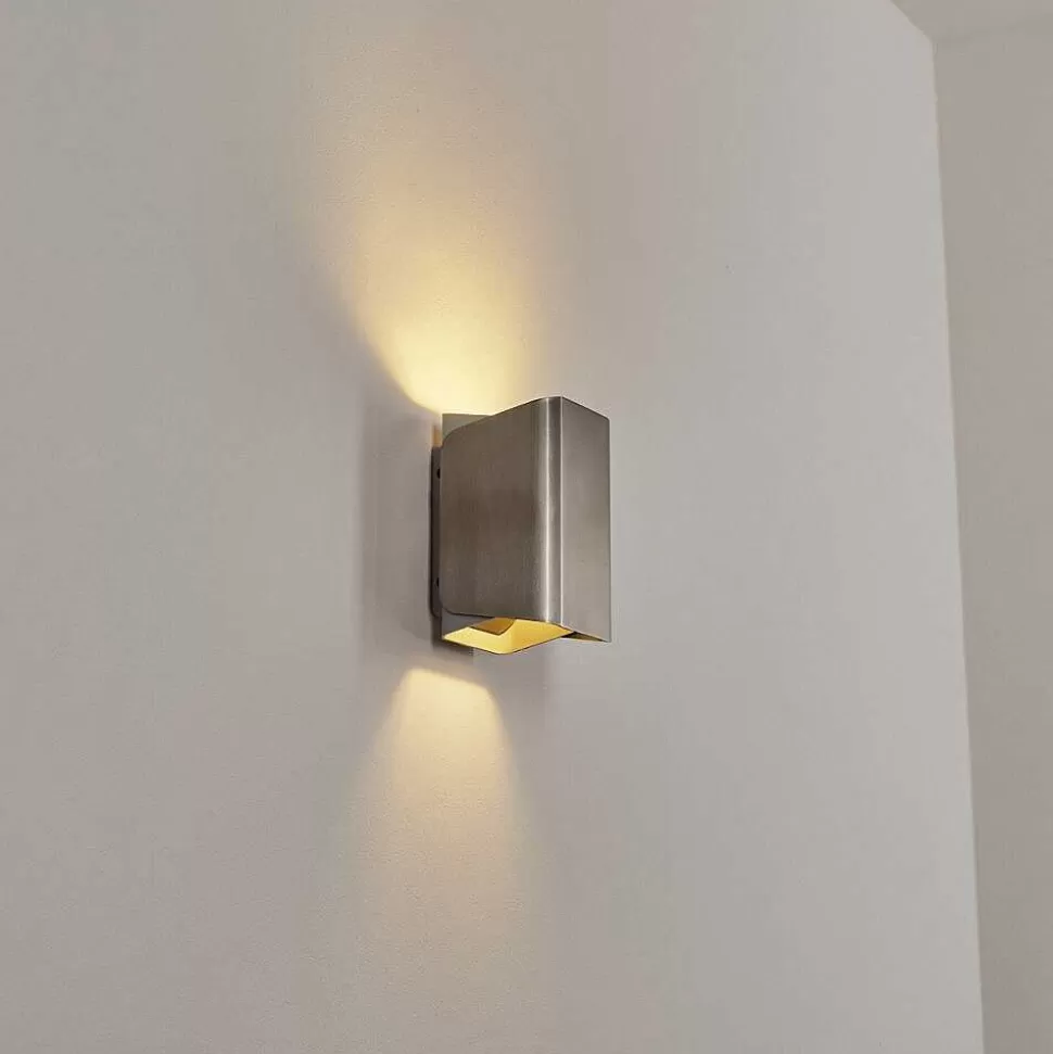 hofstein Luminaires Extérieurs Connectes>Applique Murale D'Exterieur Bafueiras Led Nickel Mat, Blanc, 1 Lumiere, Telecommandes, Changeur De Couleurs
