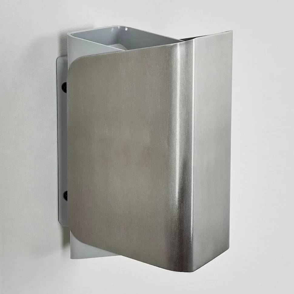 hofstein Luminaires Extérieurs Connectes>Applique Murale D'Exterieur Bafueiras Led Nickel Mat, Blanc, 1 Lumiere, Telecommandes, Changeur De Couleurs