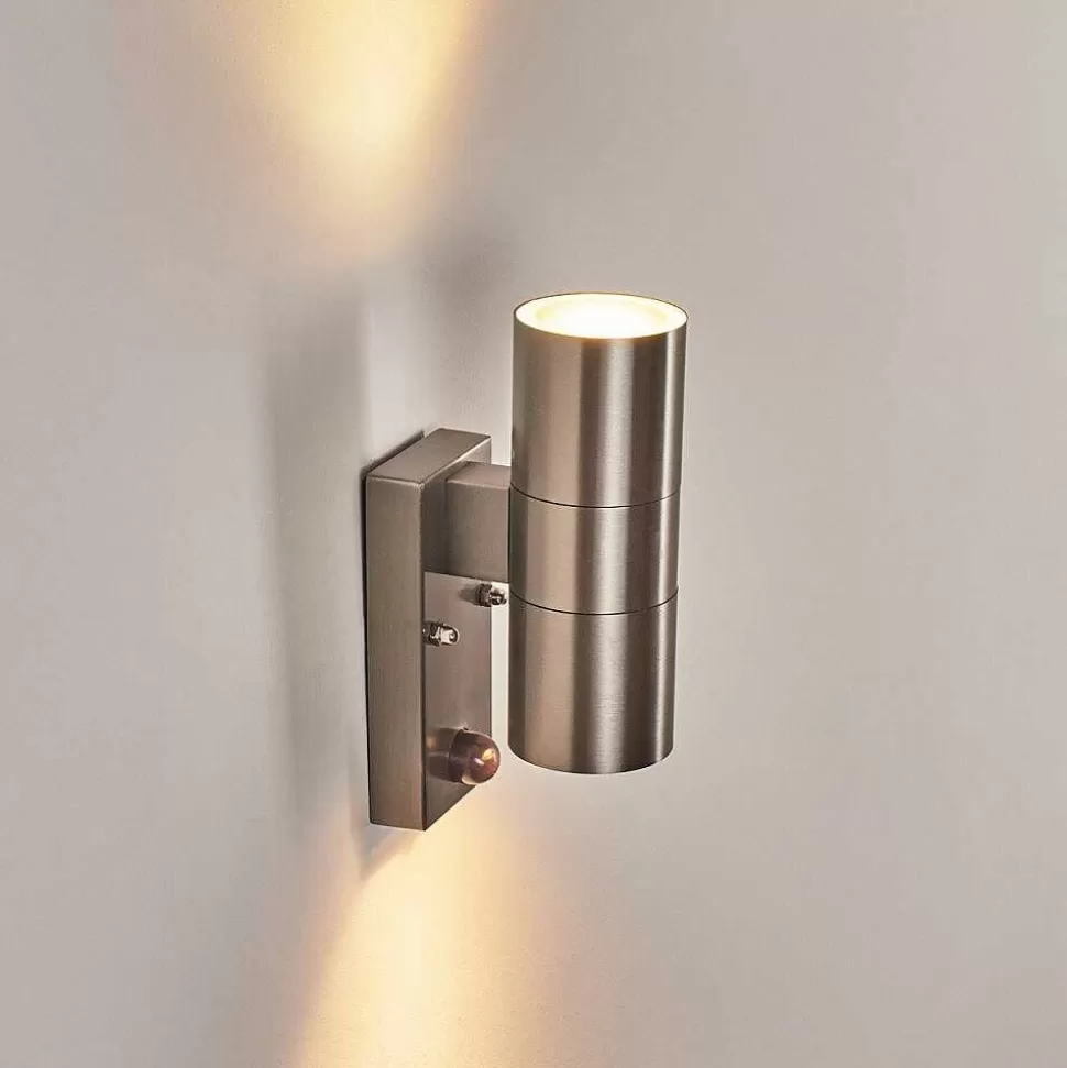 hofstein Lampes Extérieures Avec Detecteur>Applique Murale D'Exterieur Bessiebelle Acier Inoxydable, 2 Lumieres, Detecteur De Mouvement