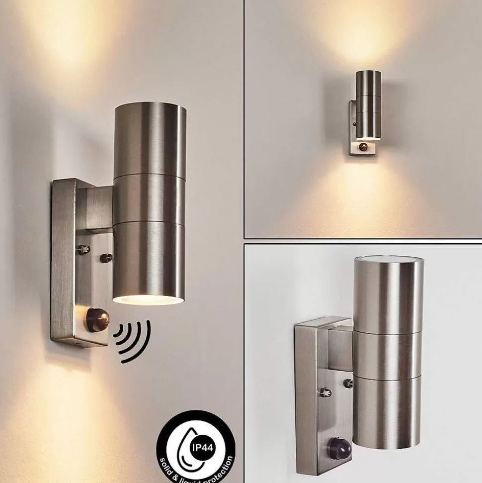 hofstein Lampes Extérieures Avec Detecteur>Applique Murale D'Exterieur Bessiebelle Acier Inoxydable, 2 Lumieres, Detecteur De Mouvement