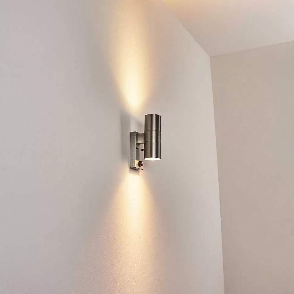 hofstein Lampes Extérieures Avec Detecteur>Applique Murale D'Exterieur Bessiebelle Acier Inoxydable, 2 Lumieres, Detecteur De Mouvement