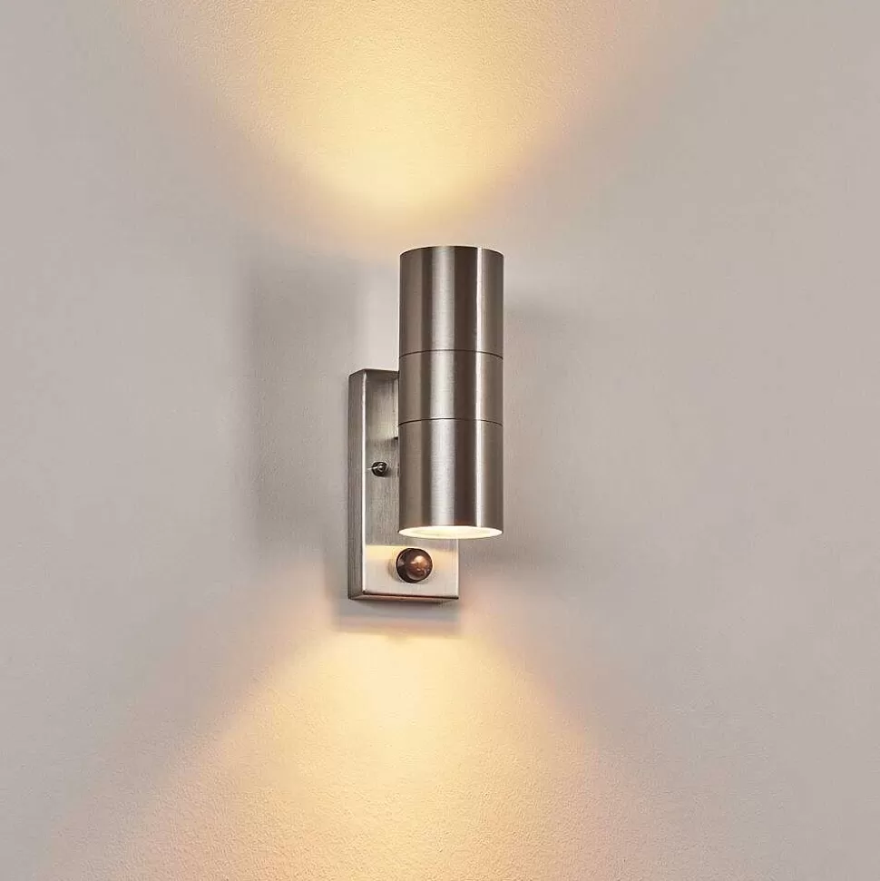 hofstein Lampes Extérieures Avec Detecteur>Applique Murale D'Exterieur Bessiebelle Acier Inoxydable, 2 Lumieres, Detecteur De Mouvement