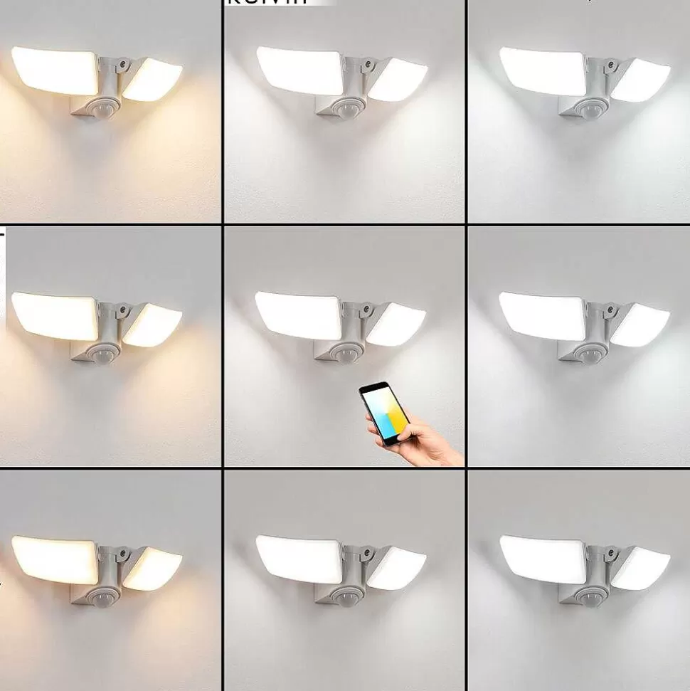 hofstein Lampes Extérieures Avec Detecteur>Applique Murale D'Exterieur Carnetin Led Blanc, 2 Lumieres, Detecteur De Mouvement