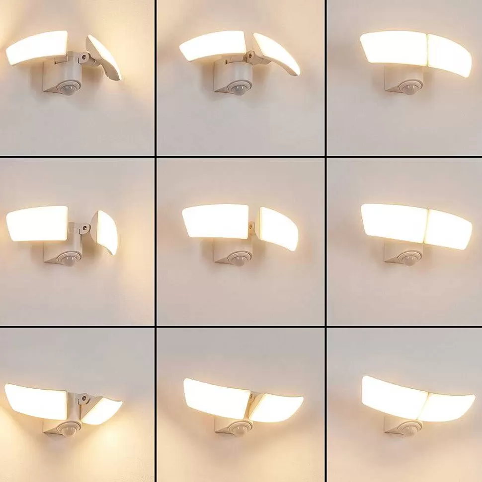 hofstein Lampes Extérieures Avec Detecteur>Applique Murale D'Exterieur Carnetin Led Blanc, 2 Lumieres, Detecteur De Mouvement