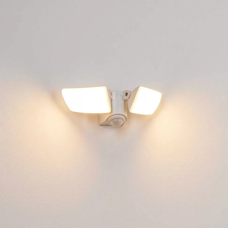 hofstein Lampes Extérieures Avec Detecteur>Applique Murale D'Exterieur Carnetin Led Blanc, 2 Lumieres, Detecteur De Mouvement