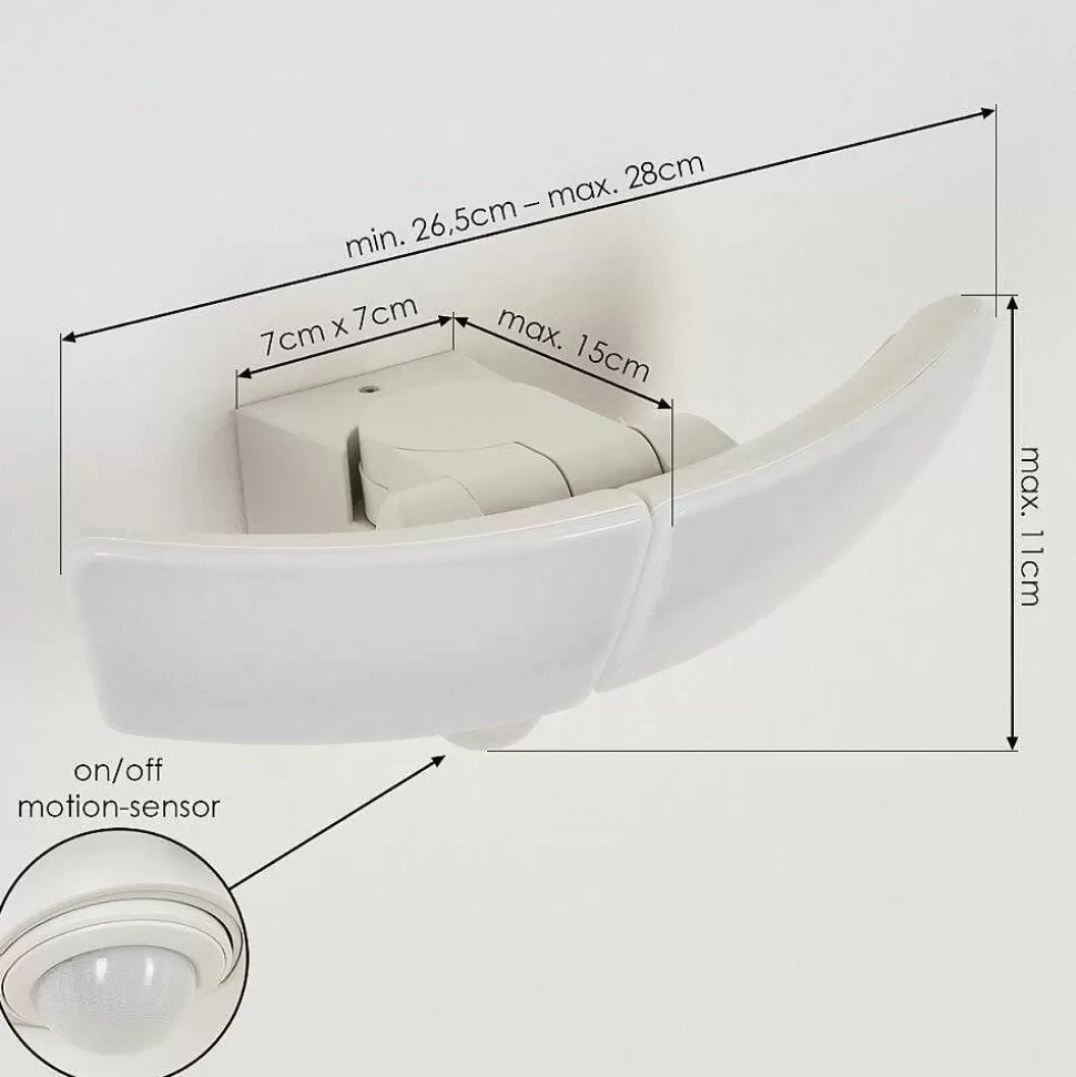 hofstein Lampes Extérieures Avec Detecteur>Applique Murale D'Exterieur Carnetin Led Blanc, 2 Lumieres, Detecteur De Mouvement