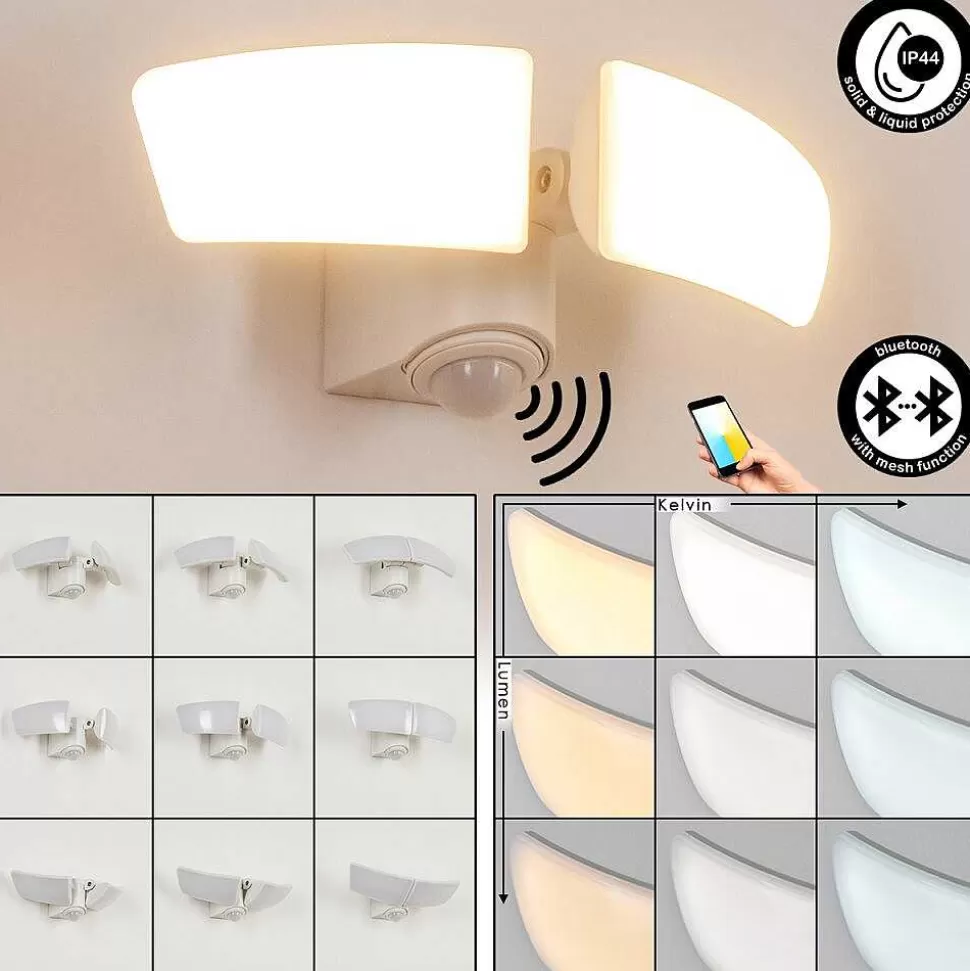 hofstein Lampes Extérieures Avec Detecteur>Applique Murale D'Exterieur Carnetin Led Blanc, 2 Lumieres, Detecteur De Mouvement