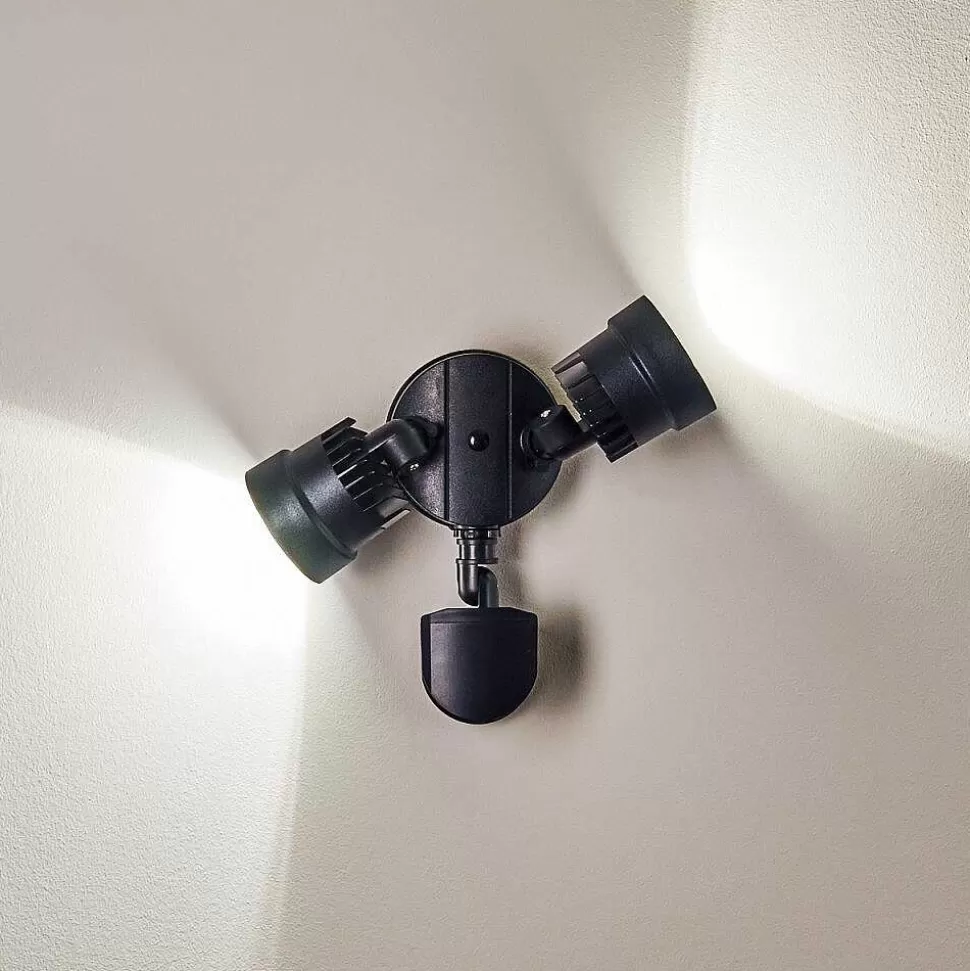 hofstein Lampes Extérieures Avec Detecteur>Applique Murale D'Exterieur Emmerlev Led Noir, 2 Lumieres, Detecteur De Mouvement