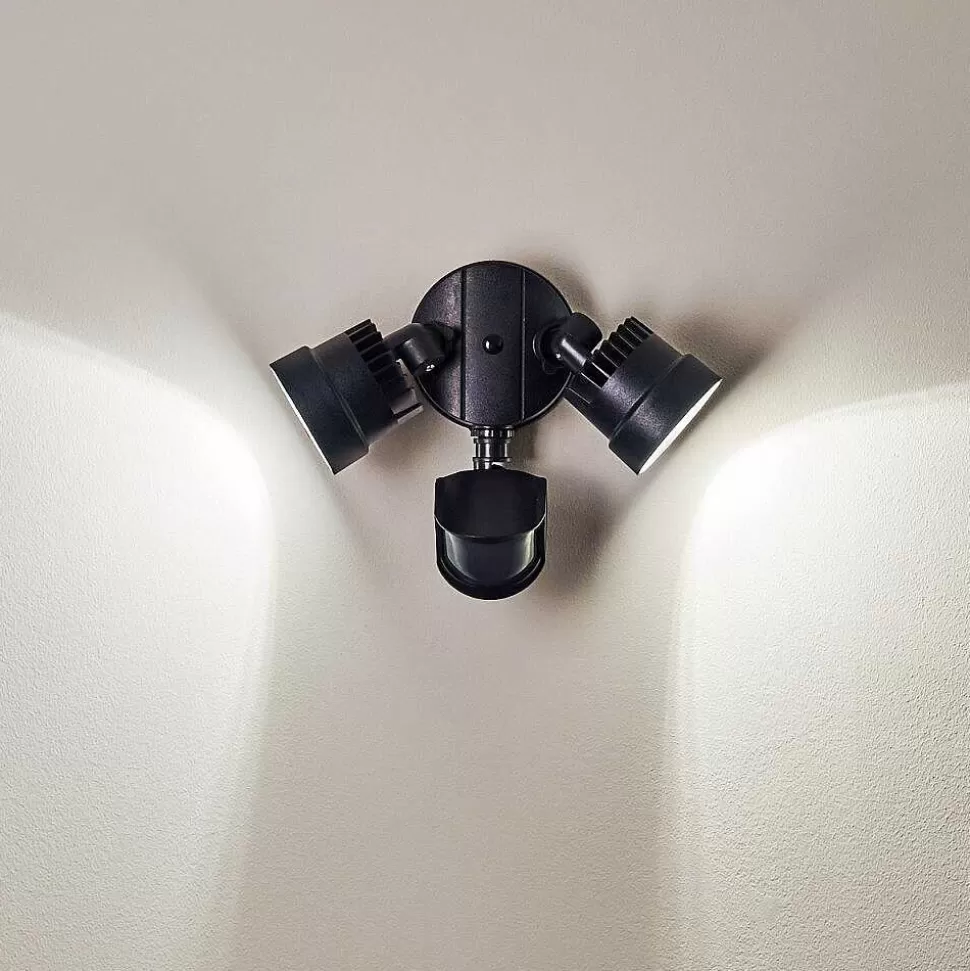 hofstein Lampes Extérieures Avec Detecteur>Applique Murale D'Exterieur Emmerlev Led Noir, 2 Lumieres, Detecteur De Mouvement