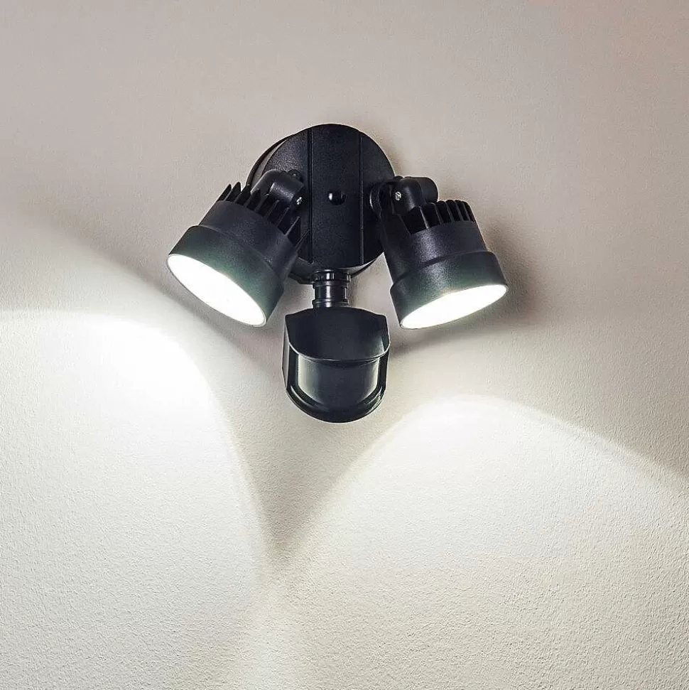 hofstein Lampes Extérieures Avec Detecteur>Applique Murale D'Exterieur Emmerlev Led Noir, 2 Lumieres, Detecteur De Mouvement