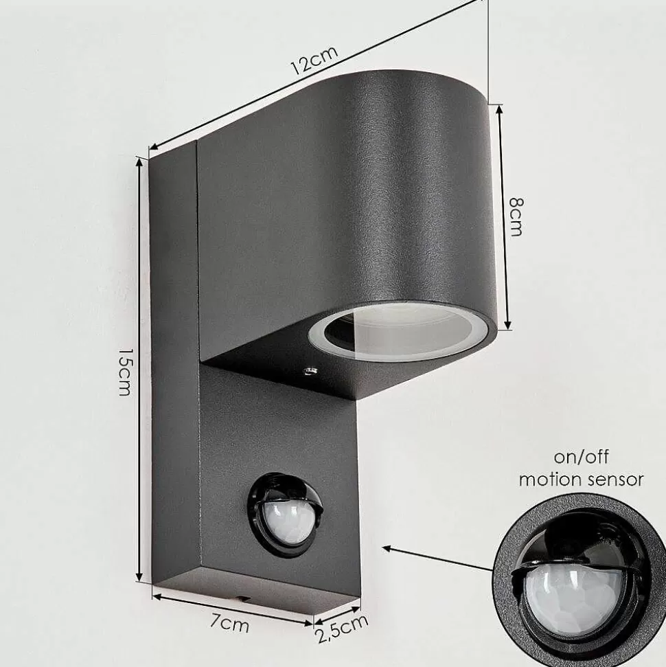 hofstein Lampes Extérieures Avec Detecteur>Applique Murale D'Exterieur Kingstown Anthracite, Transparent, 1 Lumiere, Detecteur De Mouvement
