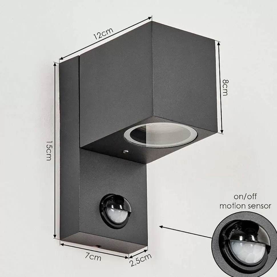 hofstein Lampes Extérieures Avec Detecteur>Applique Murale D'Exterieur Kingstown Anthracite, Transparent, 1 Lumiere, Detecteur De Mouvement