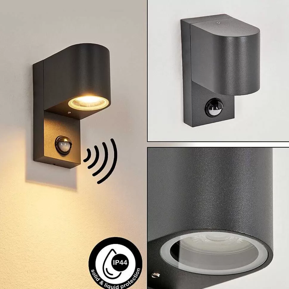 hofstein Lampes Extérieures Avec Detecteur>Applique Murale D'Exterieur Kingstown Anthracite, Transparent, 1 Lumiere, Detecteur De Mouvement
