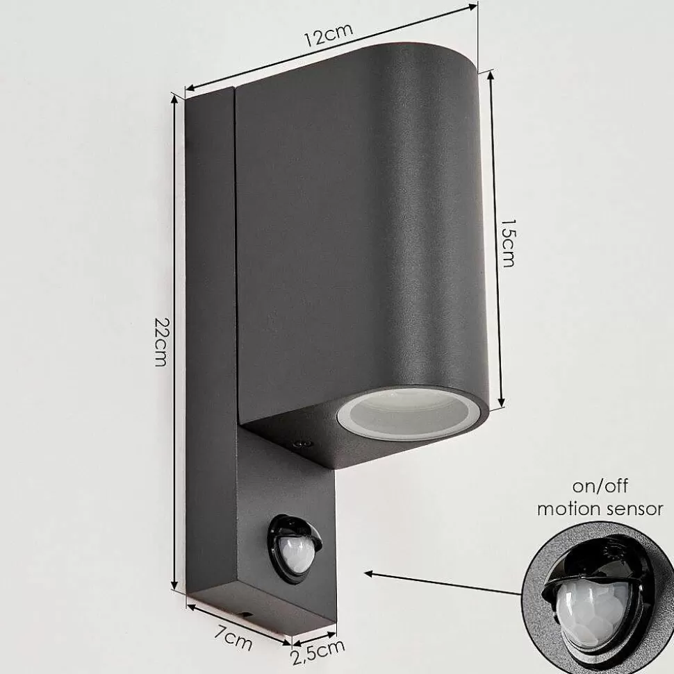 hofstein Lampes Extérieures Avec Detecteur>Applique Murale D'Exterieur Kingstown Anthracite, Transparent, 2 Lumieres, Detecteur De Mouvement