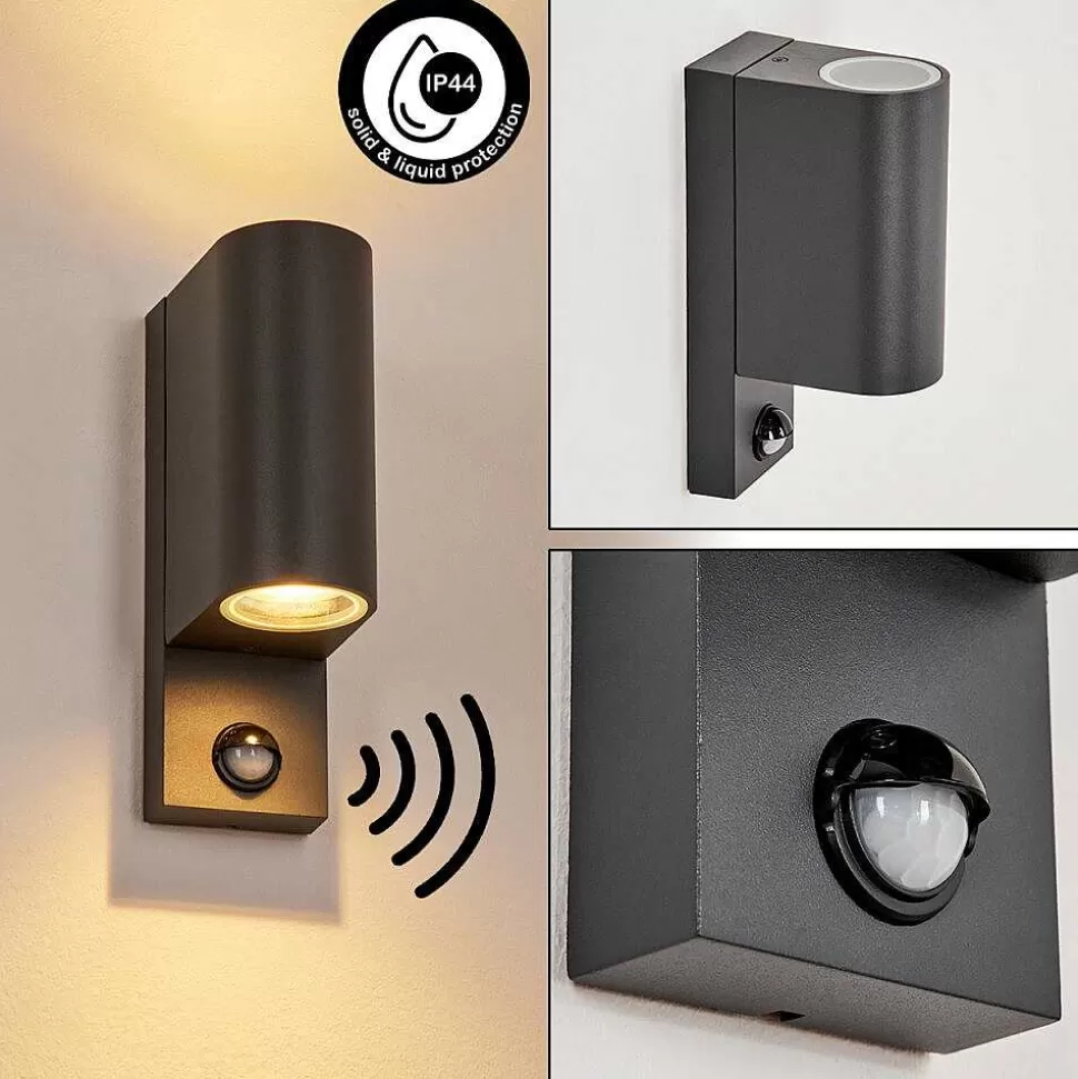 hofstein Lampes Extérieures Avec Detecteur>Applique Murale D'Exterieur Kingstown Anthracite, Transparent, 2 Lumieres, Detecteur De Mouvement