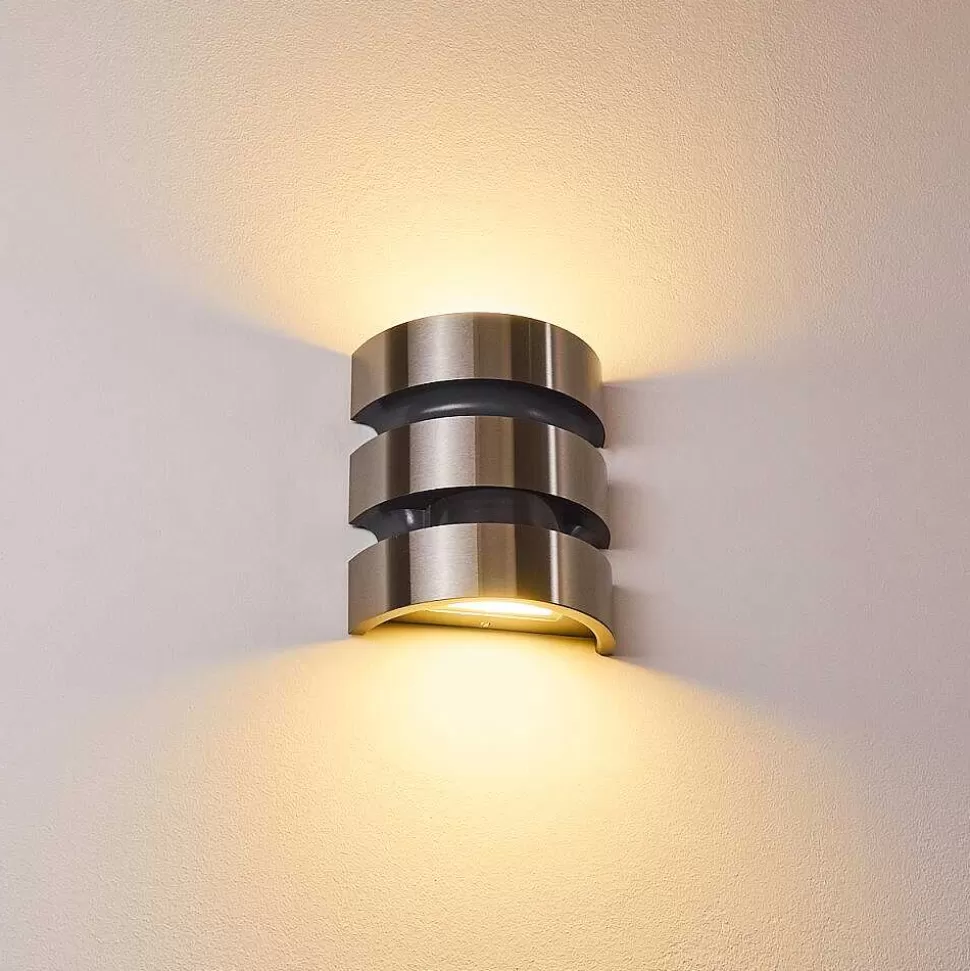 hofstein Lampes Extérieures Avec Detecteur>Applique Murale D'Exterieur Kolding Led Acier Inoxydable, Noir, 1 Lumiere, Detecteur De Mouvement