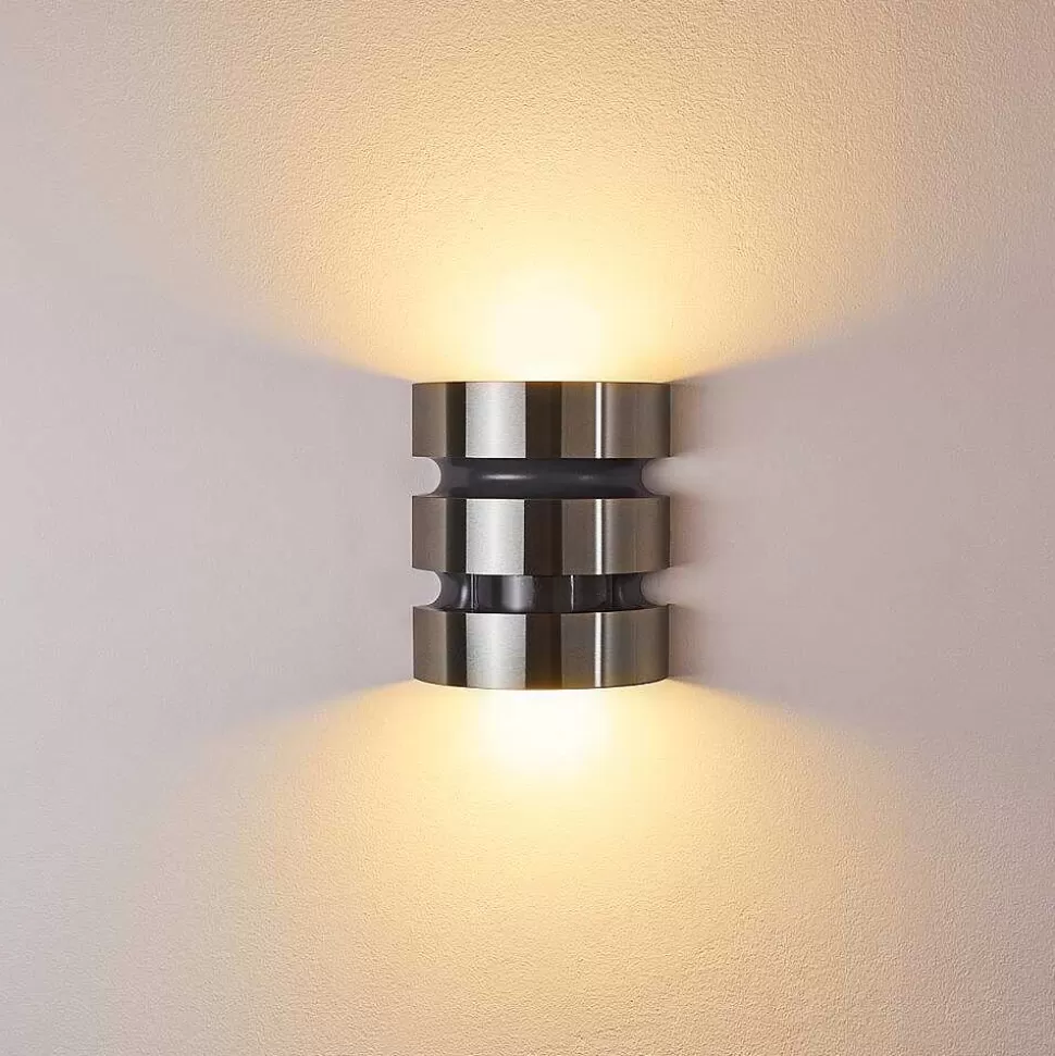 hofstein Lampes Extérieures Avec Detecteur>Applique Murale D'Exterieur Kolding Led Acier Inoxydable, Noir, 1 Lumiere, Detecteur De Mouvement