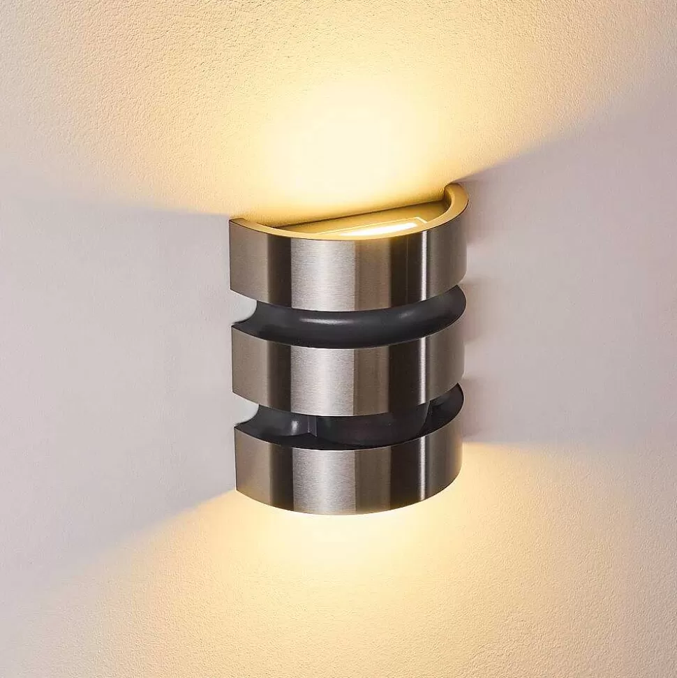 hofstein Lampes Extérieures Avec Detecteur>Applique Murale D'Exterieur Kolding Led Acier Inoxydable, Noir, 1 Lumiere, Detecteur De Mouvement