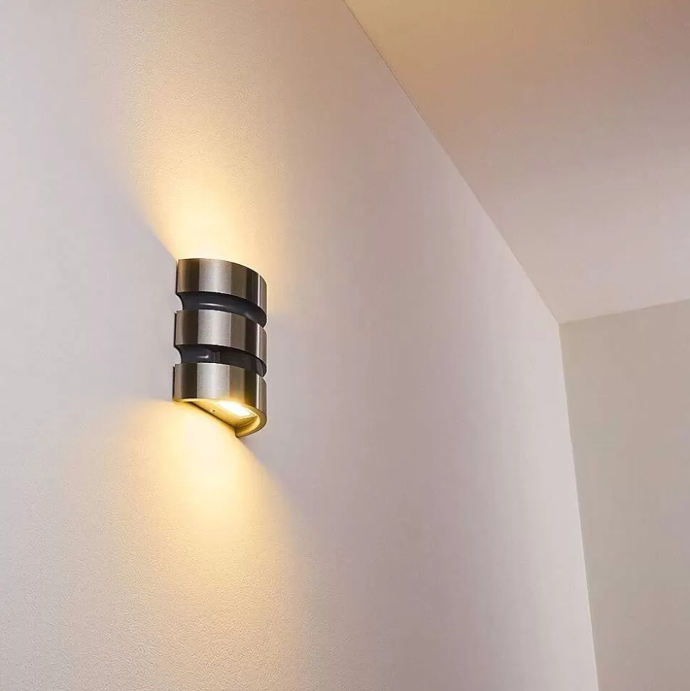 hofstein Lampes Extérieures Avec Detecteur>Applique Murale D'Exterieur Kolding Led Acier Inoxydable, Noir, 1 Lumiere, Detecteur De Mouvement
