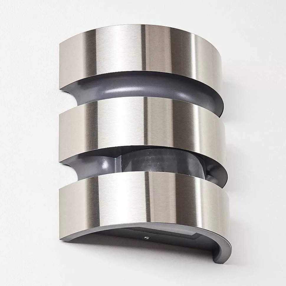 hofstein Lampes Extérieures Avec Detecteur>Applique Murale D'Exterieur Kolding Led Acier Inoxydable, Noir, 1 Lumiere, Detecteur De Mouvement
