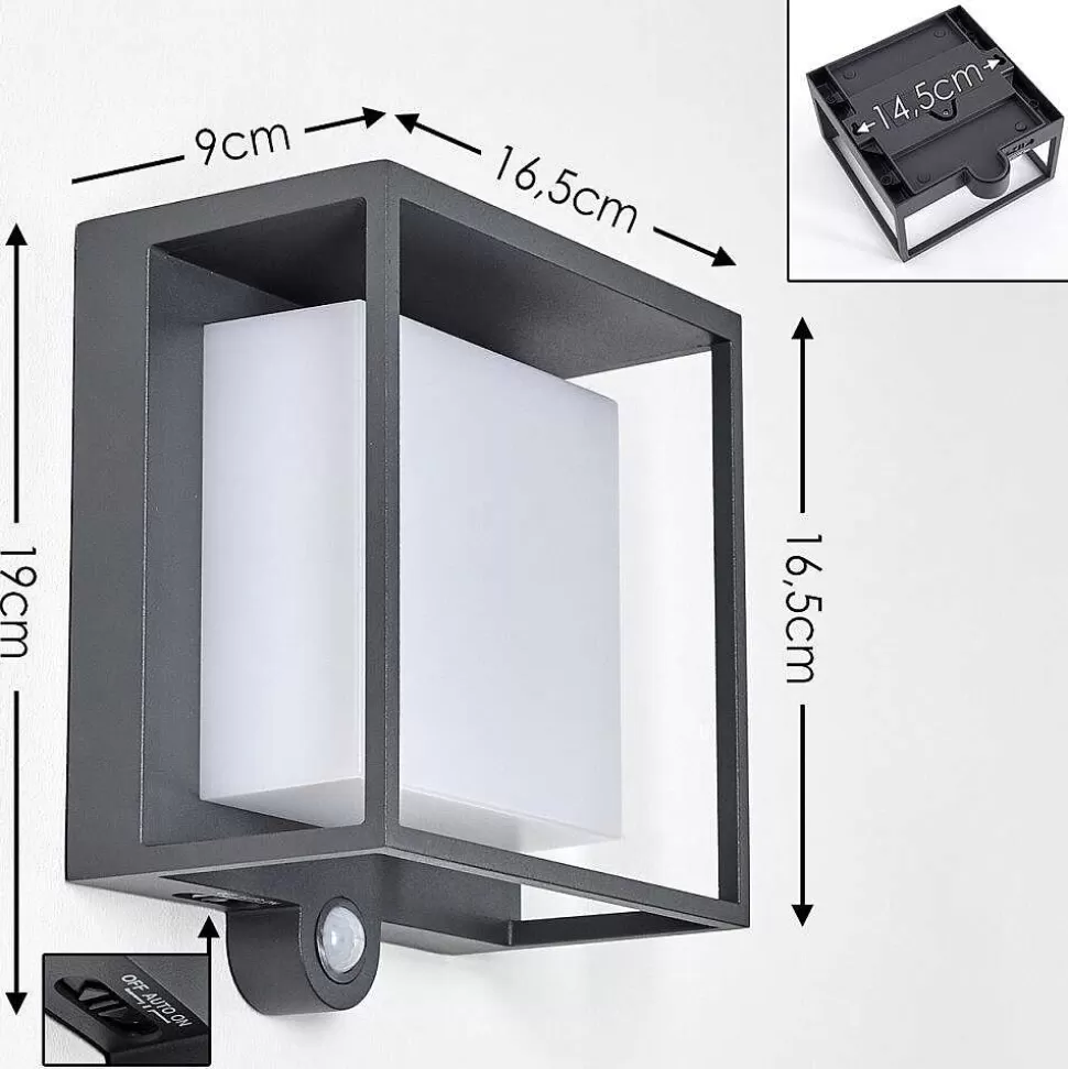 hofstein Lampes Extérieures Avec Detecteur>Applique Murale D'Exterieur Lansing Led Anthracite, 1 Lumiere, Detecteur De Mouvement