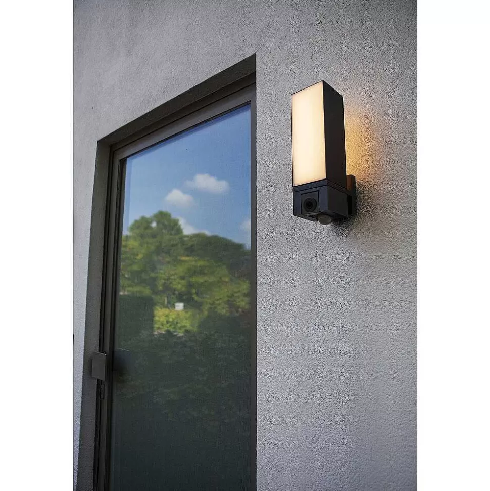 Luminaires Lutec Luminaires Extérieurs Connectes>Applique Murale D'Exterieur Lutec Cuba Led Anthracite, 1 Lumiere, Detecteur De Mouvement