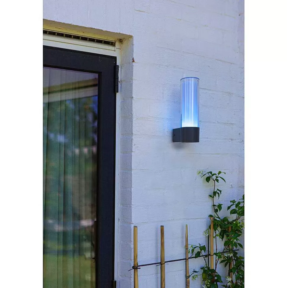 Luminaires Lutec Luminaires Extérieurs Connectes>Applique Murale D'Exterieur Lutec Dropa Led Anthracite, 1 Lumiere, Changeur De Couleurs