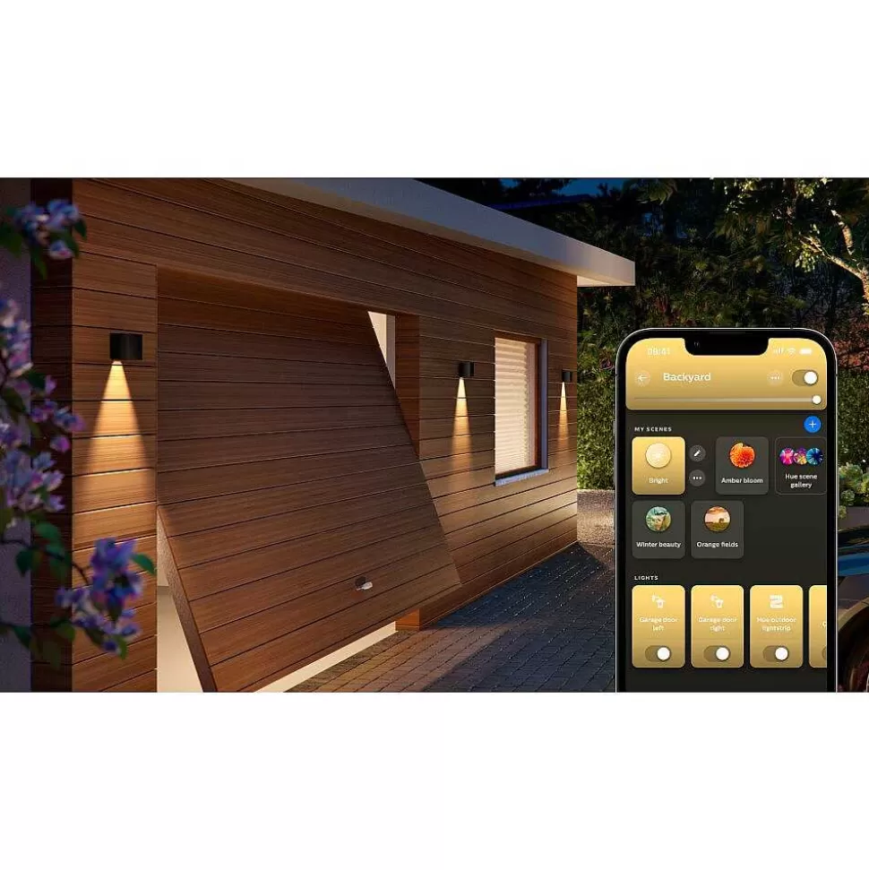 Luminaires Philips Luminaires Extérieurs Connectes>Applique Murale D'Exterieur Philips Hue Resonate Led Noir, 1 Lumiere, Changeur De Couleurs