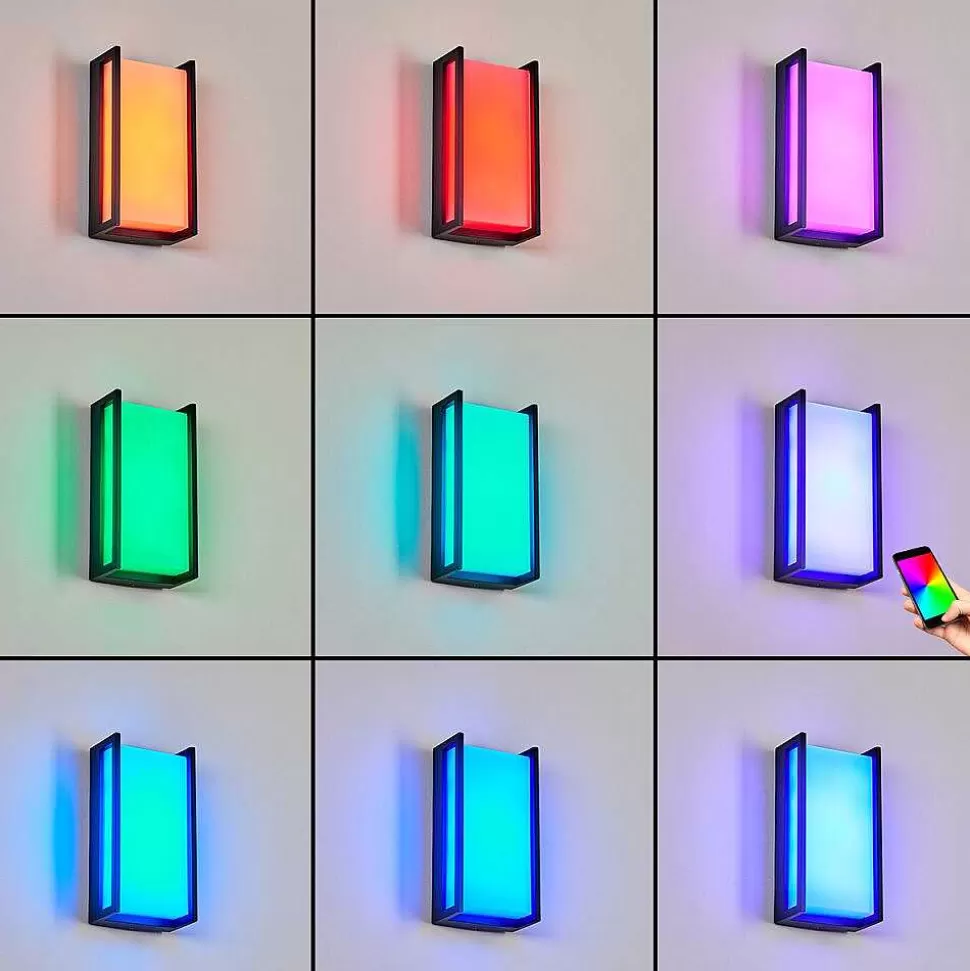 hofstein Luminaires Extérieurs Connectes>Applique Murale D'Exterieur Skove Led Anthracite, 1 Lumiere, Changeur De Couleurs