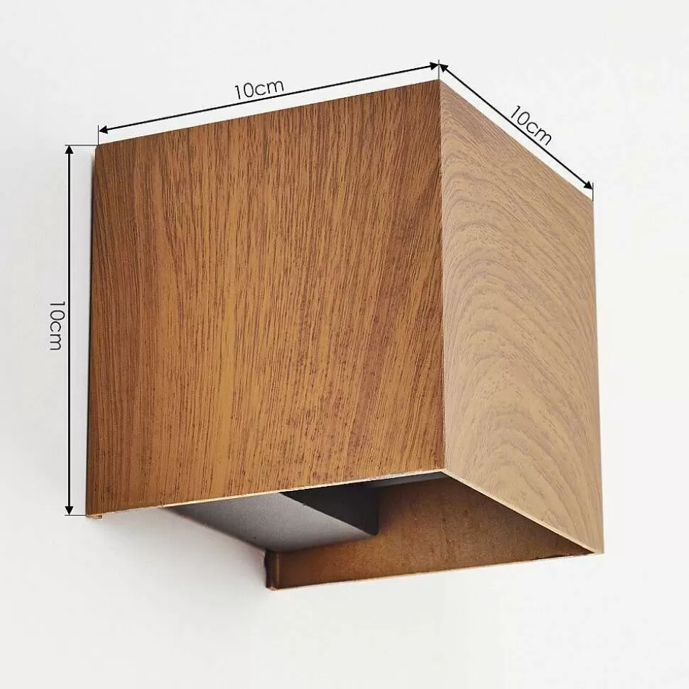 hofstein Appliques>Applique Murale D'Exterieur Tamarin Led Anthracite, Brun, Couleur Bois, 1 Lumiere