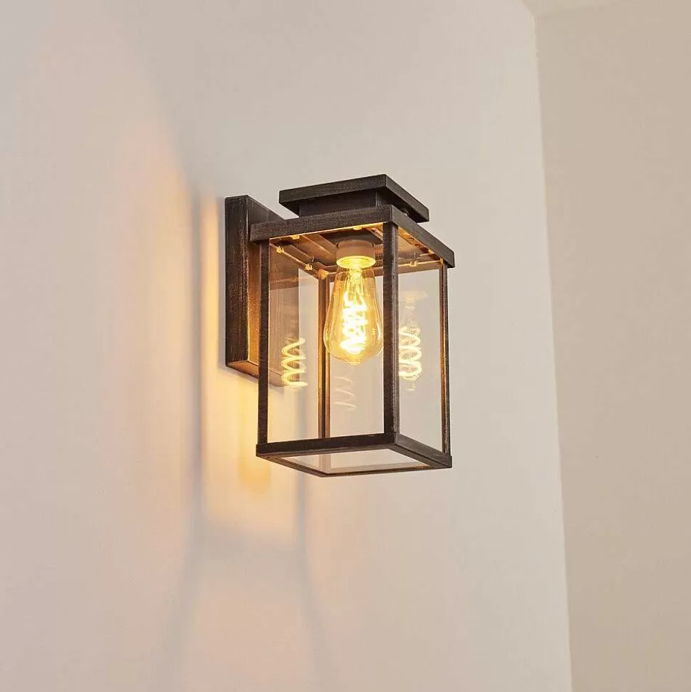 hofstein Lampes Extérieures Avec Detecteur>Applique Murale D'Exterieur Tieva Noir, Argente, 1 Lumiere, Detecteur De Mouvement