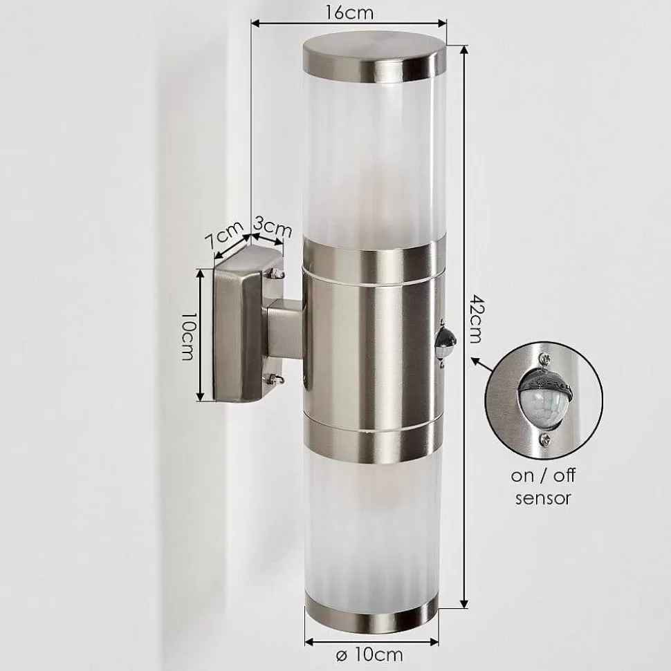 hofstein Lampes Extérieures Avec Detecteur>Applique Murale D'Exterieur Tolsona Acier Inoxydable, 2 Lumieres, Detecteur De Mouvement