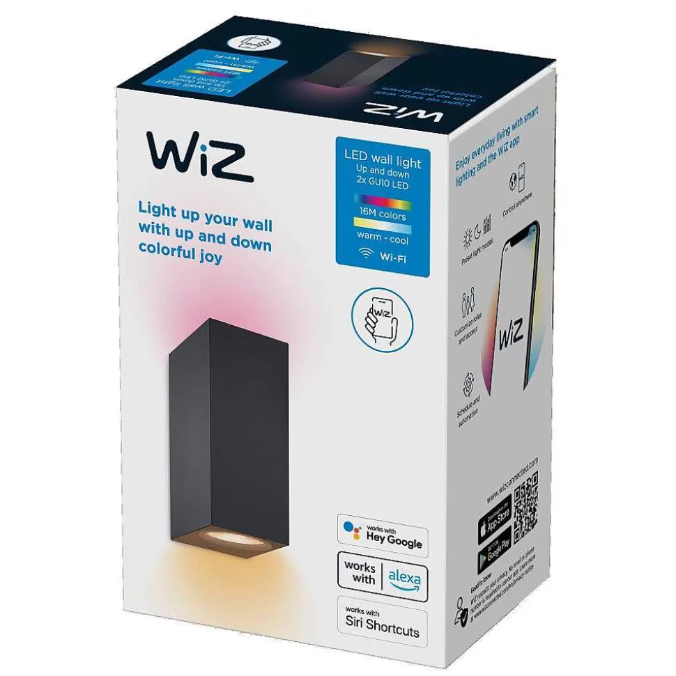 Luminaires Philips Wiz>Applique Murale Philips Wiz Up&Down Led Noir, 2 Lumieres, Changeur De Couleurs