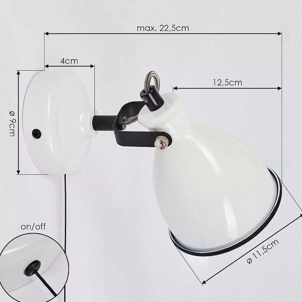 hofstein Appliques>Applique Murale Selki Noir, Blanc, 1 Lumiere