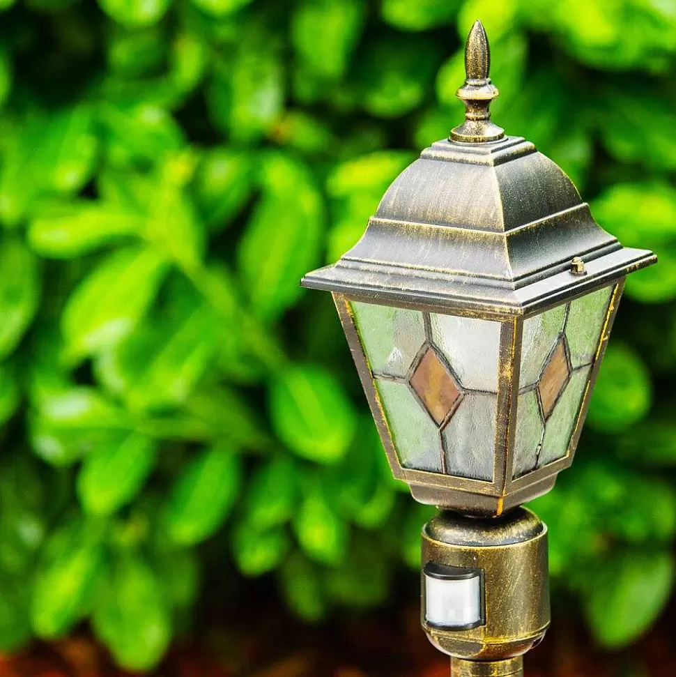 hofstein Lampes Extérieures Avec Detecteur>Borne Lumineuse Antibes Brun Dore, 1 Lumiere, Detecteur De Mouvement