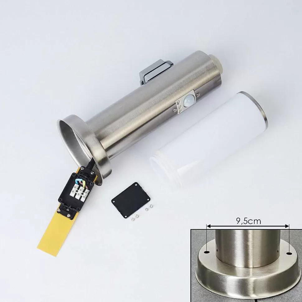 hofstein Lampes Extérieures Avec Detecteur>Borne Lumineuse Caserta Nickel Mat, 1 Lumiere, Detecteur De Mouvement