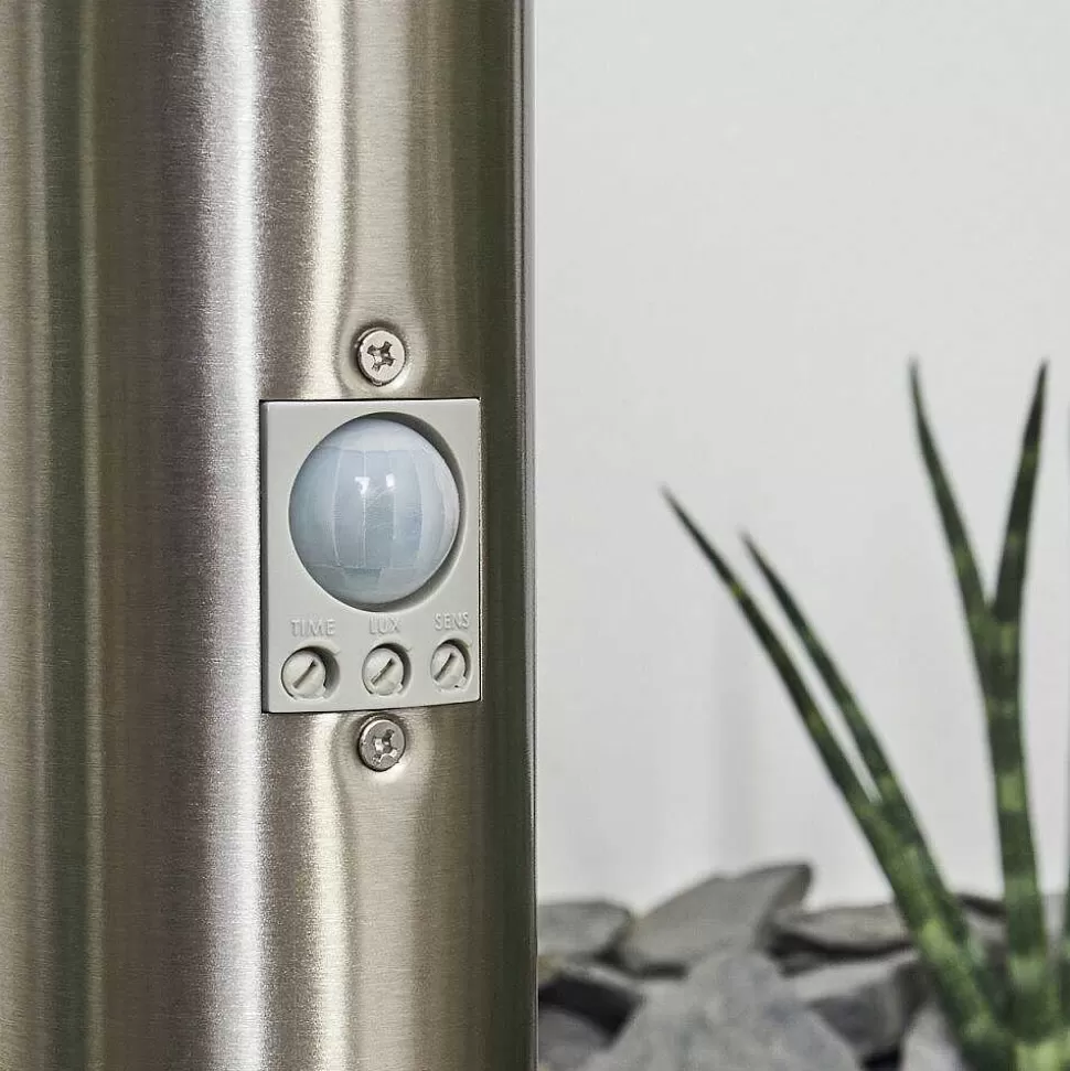 hofstein Luminaires Extérieurs Avec Prise>Borne Lumineuse Caserta Nickel Mat, 1 Lumiere, Detecteur De Mouvement