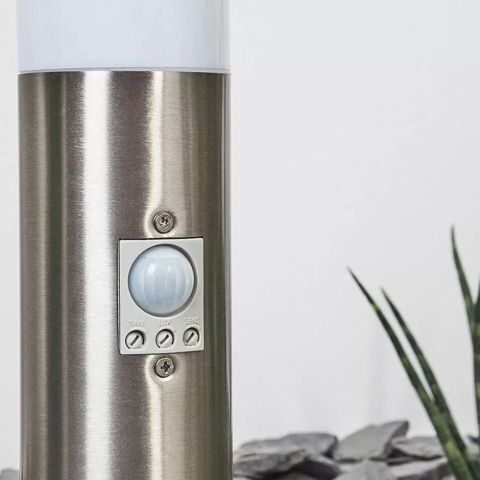 hofstein Lampes Extérieures Avec Detecteur>Borne Lumineuse Caserta Nickel Mat, Blanc, 1 Lumiere, Detecteur De Mouvement