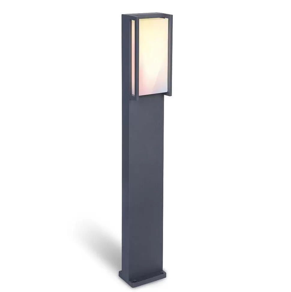 Luminaires Lutec Tuya>Borne Lumineuse Lutec Qubo Led Anthracite, 1 Lumiere, Changeur De Couleurs