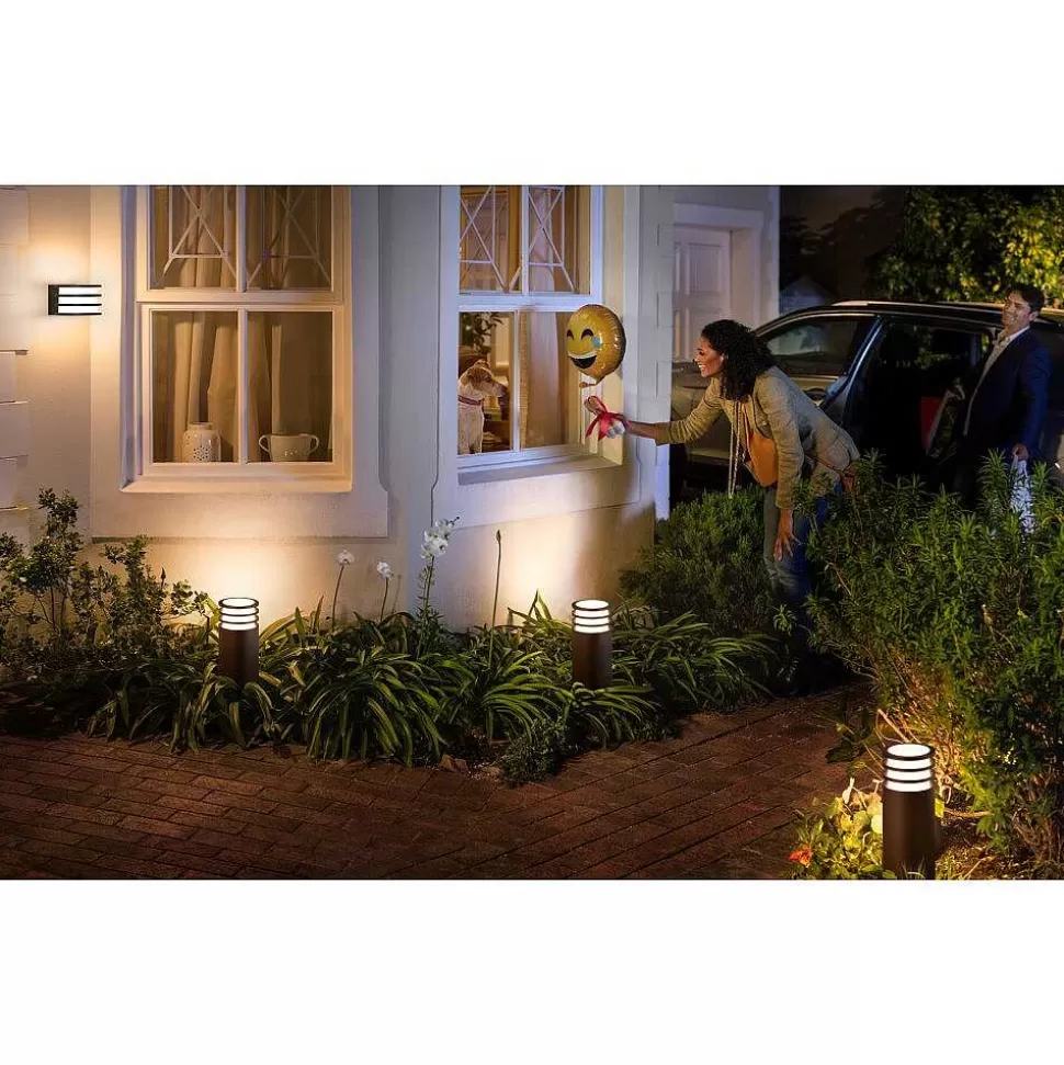 Luminaires Philips Luminaires Extérieurs Connectes>Borne Lumineuse Philips Hue White Lucca Led Anthracite, 1 Lumiere
