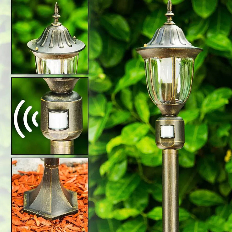 hofstein Lampes Extérieures Avec Detecteur>Borne Lumineuse Ribadeo Noir Dore, 1 Lumiere, Detecteur De Mouvement
