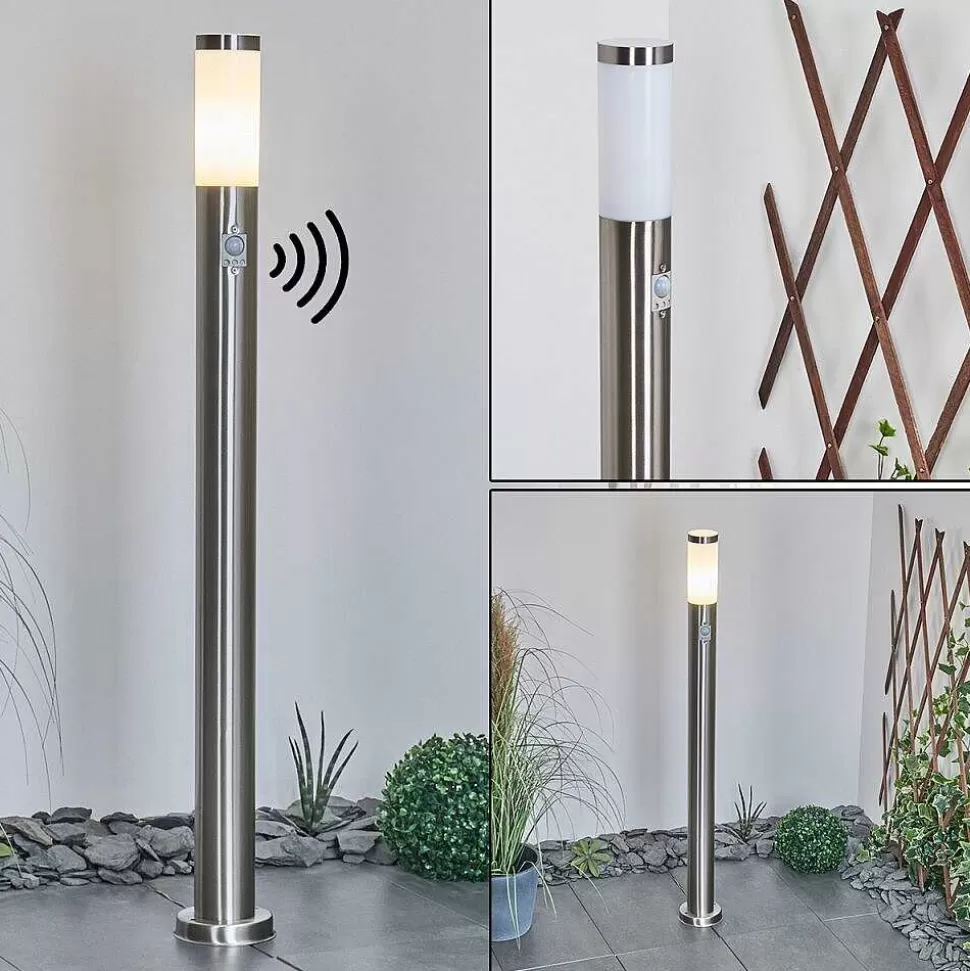 hofstein Lampes Extérieures Avec Detecteur>Borne Lumineuse Sessa Nickel Mat, 1 Lumiere, Detecteur De Mouvement