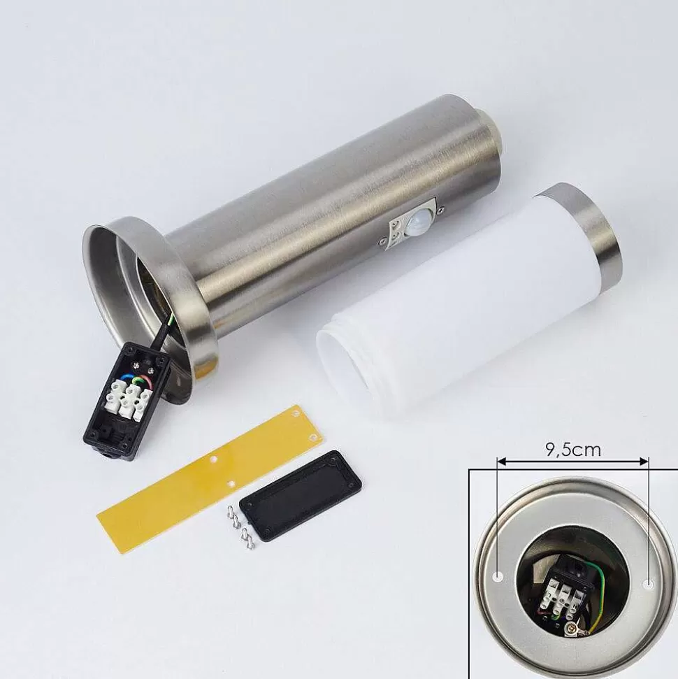 hofstein Lampes Extérieures Avec Detecteur>Borne Lumineuse Sessa Nickel Mat, 1 Lumiere, Detecteur De Mouvement