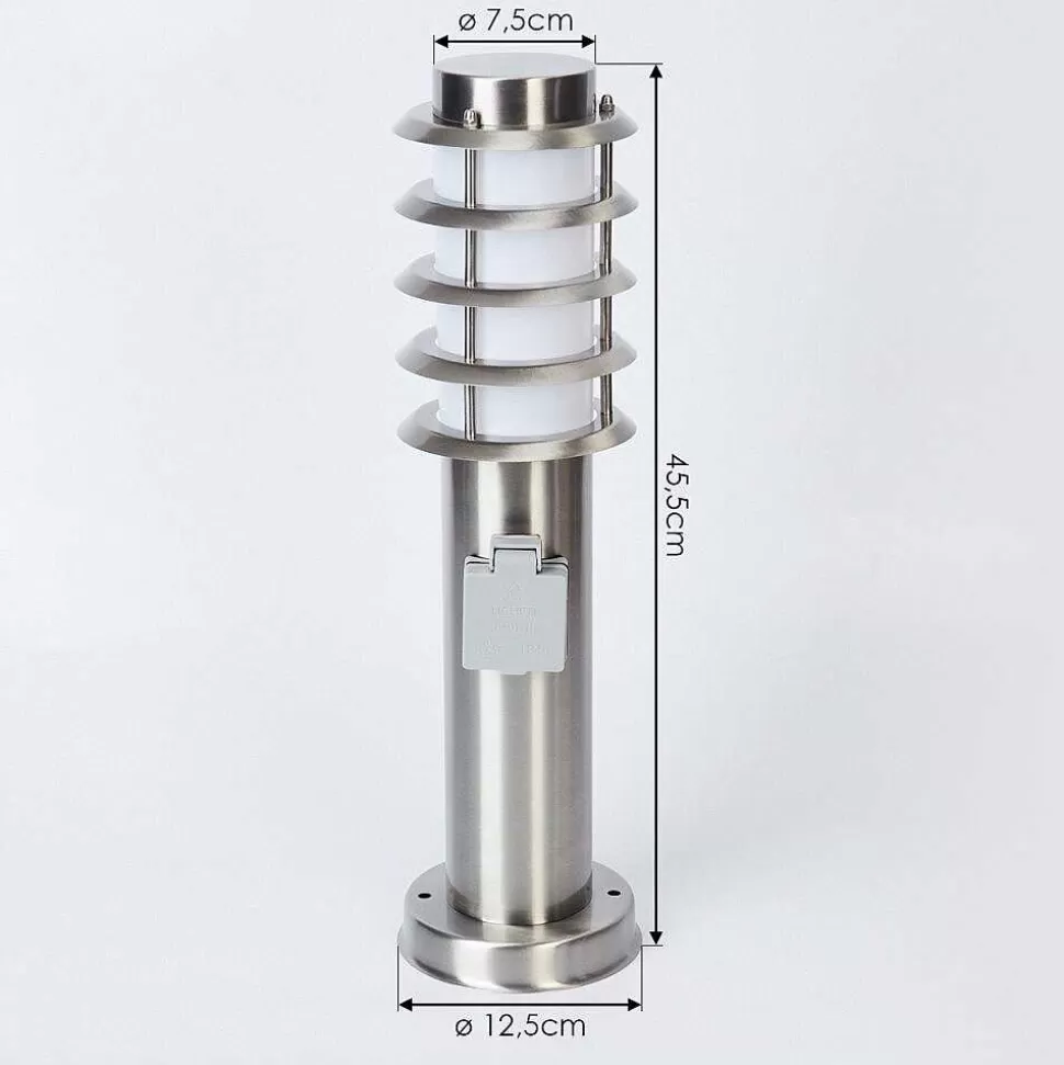hofstein Luminaires Extérieurs Avec Prise>Borne Lumineuse Tunes Nickel Mat, 1 Lumiere