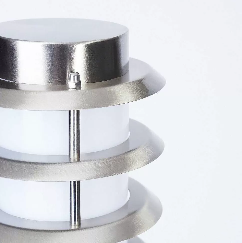 hofstein Luminaires Extérieurs Avec Prise>Borne Lumineuse Tunes Nickel Mat, 1 Lumiere, Detecteur De Mouvement