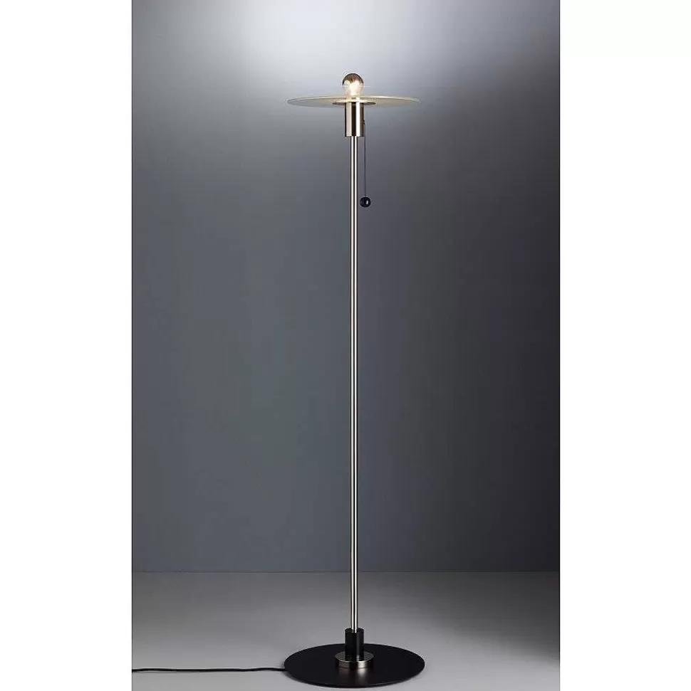 Luminaires Tecnolumen Lampes Designers>Bst 23 Tecnolumen Lampadaire Nickel Mat, Noir, 1 Lumiere