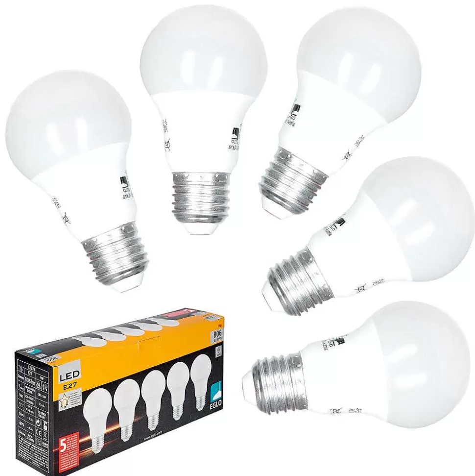 Luminaires Eglo Ampoules Led>Eglo 5X Set Led E27 9 Watt 2700 Kelvin 806 Lumen