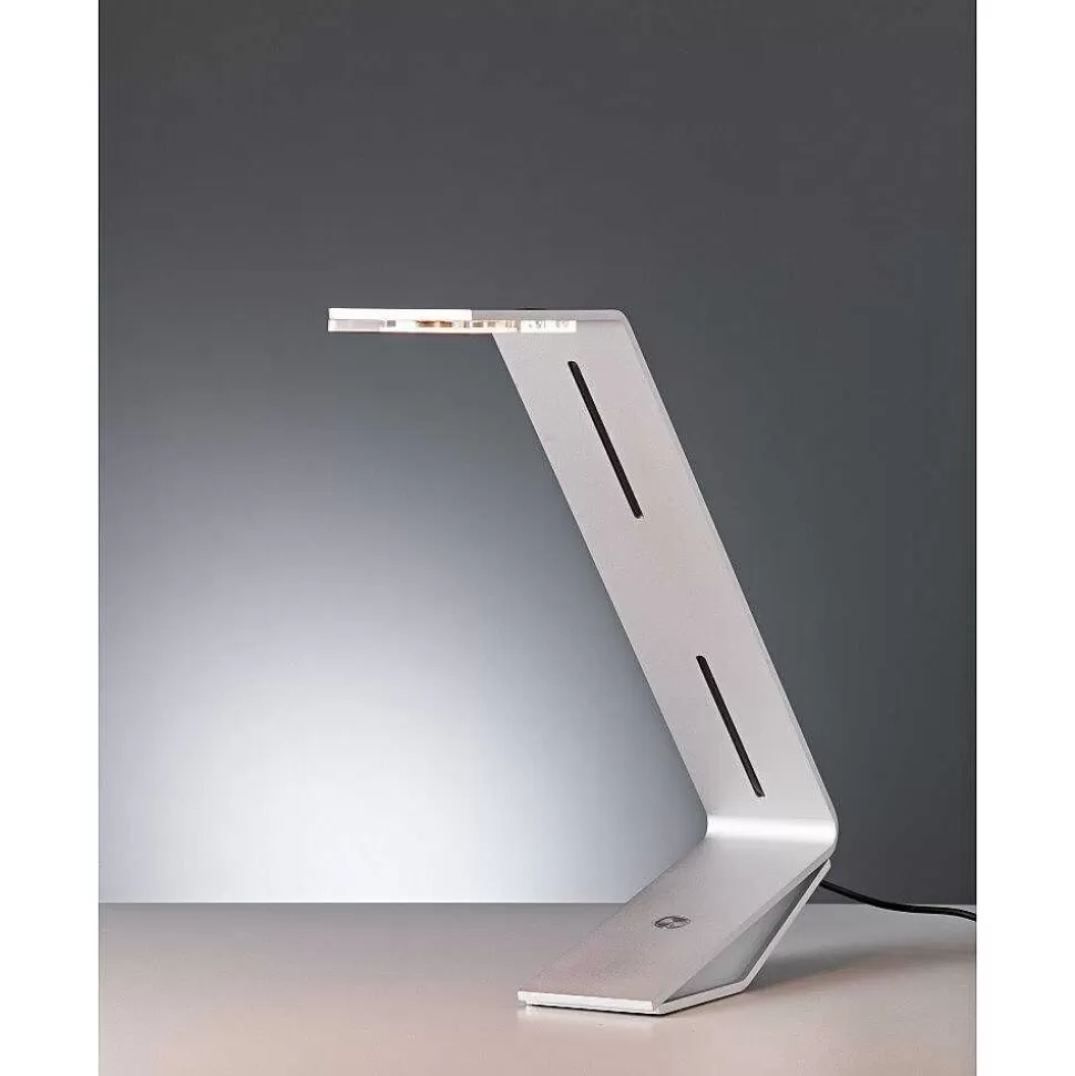 Luminaires Tecnolumen Lampes Designers>Flad Tecnolumen Lampe A Poser Led Gris, Argente, 1 Lumiere