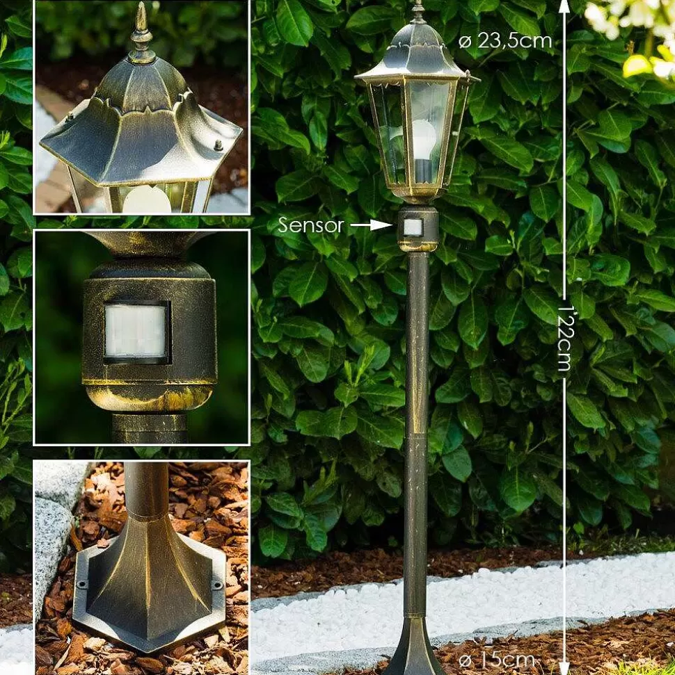 hofstein Lampes Extérieures Avec Detecteur>Lampadaire Exterieur Bristol Or, Laiton, 1 Lumiere, Detecteur De Mouvement